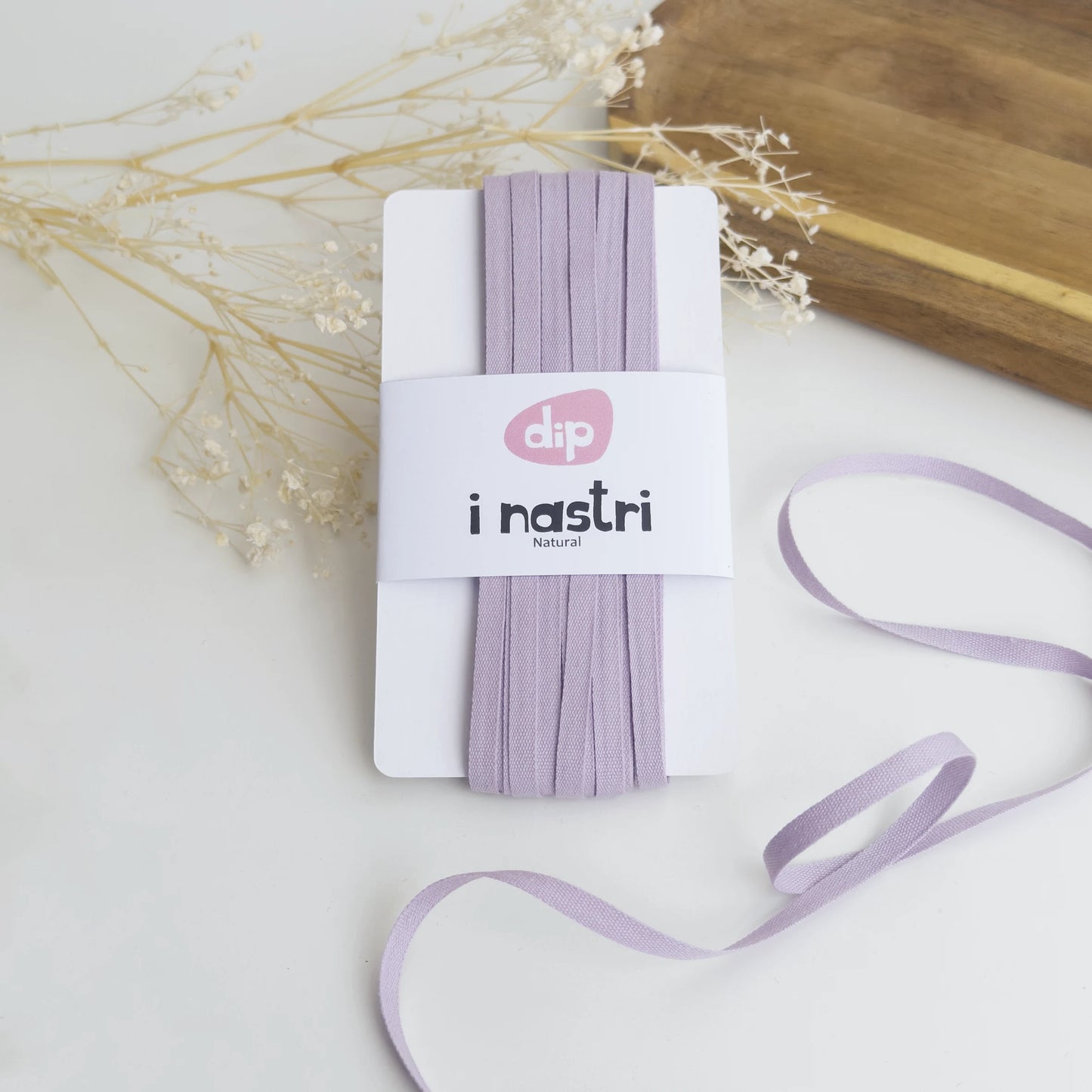 Nastro cotone lilla opaco 5mm per packaging e inviti creativi.