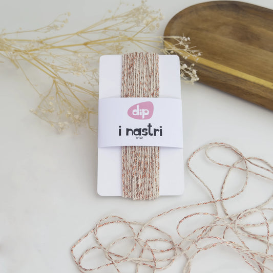 Cordoncino Irisè in Cotone Bianco e Rosa Gold 2mm x 10m