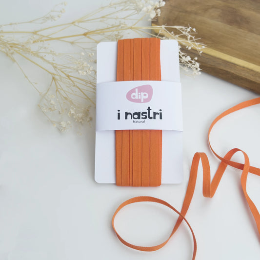 Nastro cotone arancione pesca 5mm opaco sottile per packaging creativo.