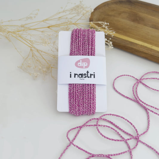 Cordoncino Twist Fucsia e Bianco 2mm x 9m